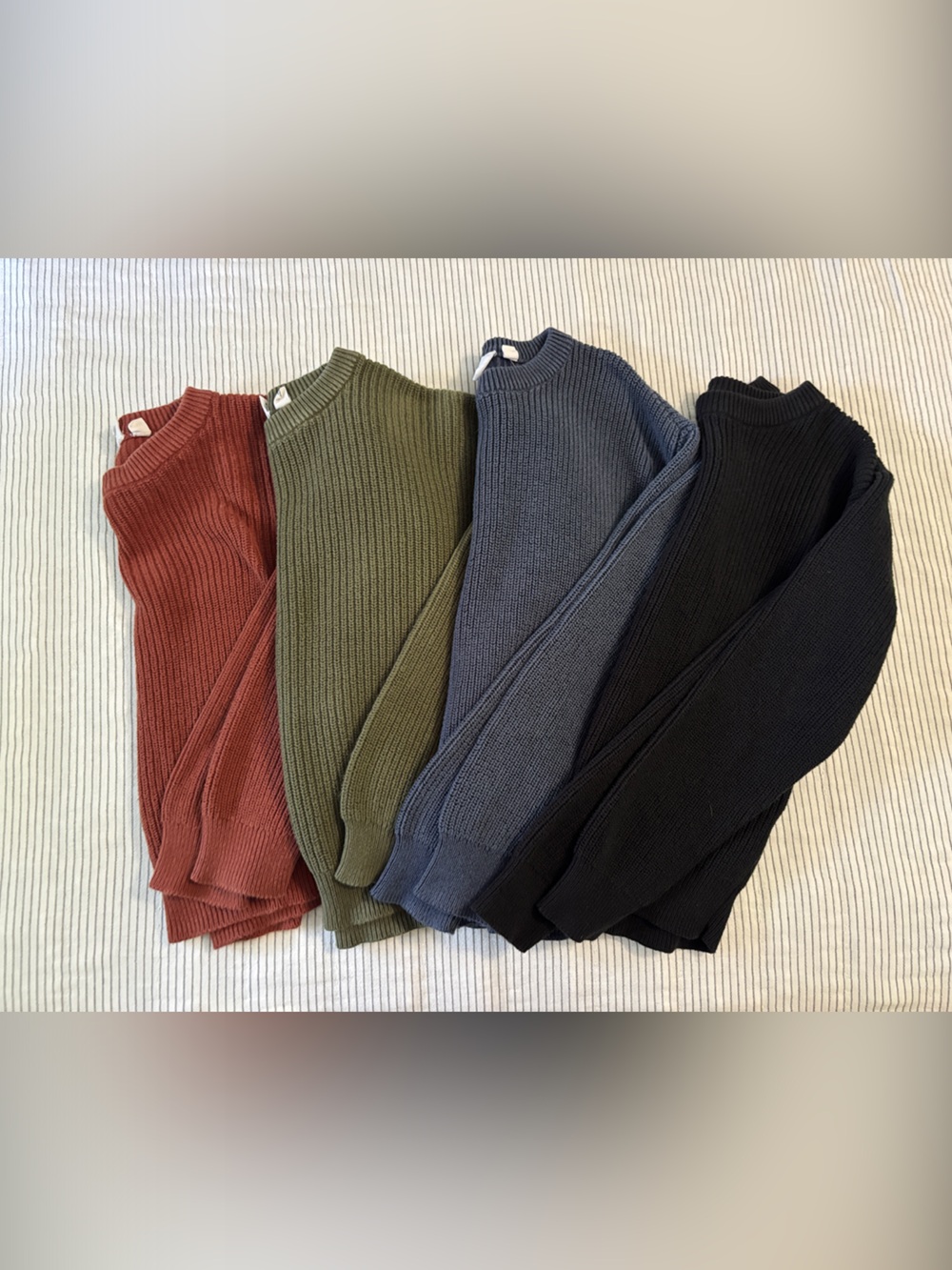 Classic Gap Rib Knit Crewneck Sweaters - Navy, Rust, Olive, Black